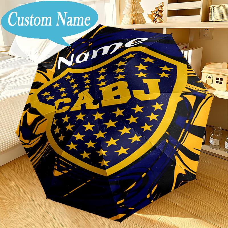 Custom Name Umbrella Juniors FC Emblem Umbrella 8-Frame for Travel, Camping, Casual Lightweight Portable, Essential for Family Gifts