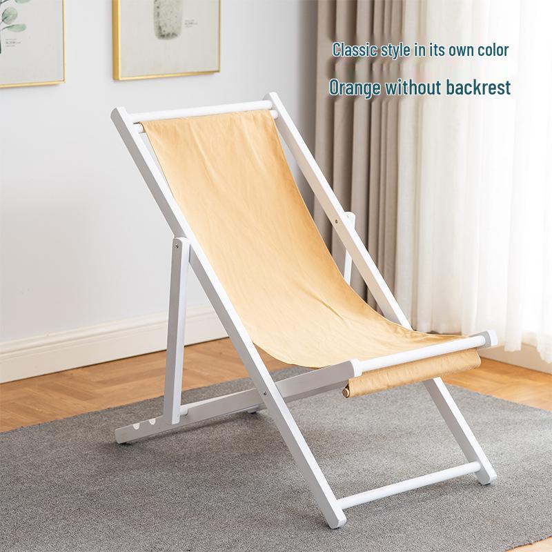 Solid Wood Outdoor Folding Recliner Beach Chair with Canvas for Adults