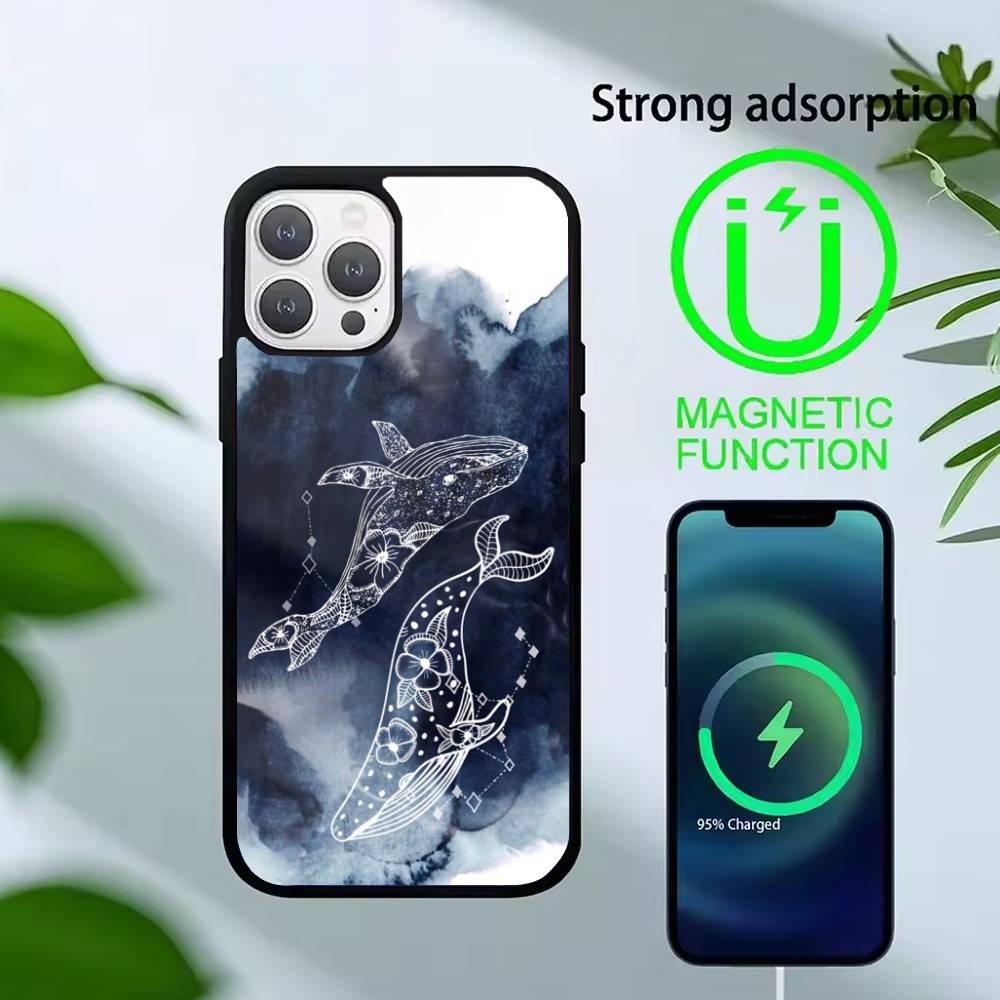Whale Fall Phone Case For iPhone17,16,15,14,13 Plus,Pro Max Magnetic For Magsafe Wireless Charging