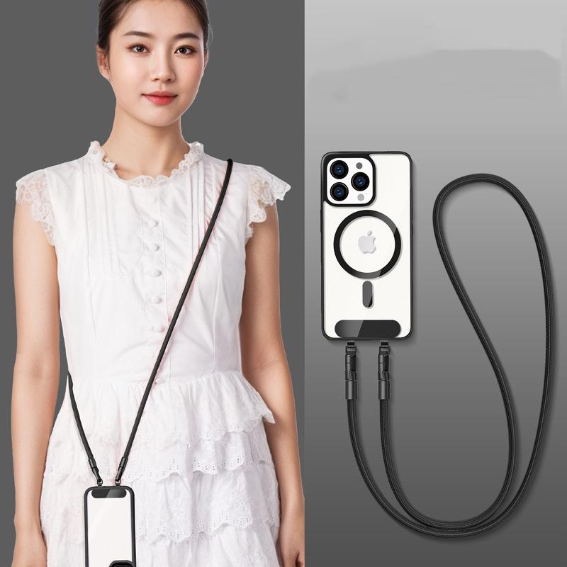 

Crossbody Straps Phone Case Lanyard Adjustable Mobile Phone Neck Lanyard Double Buckle Adjustable Wrist Crossbody Strap Cord чёрный