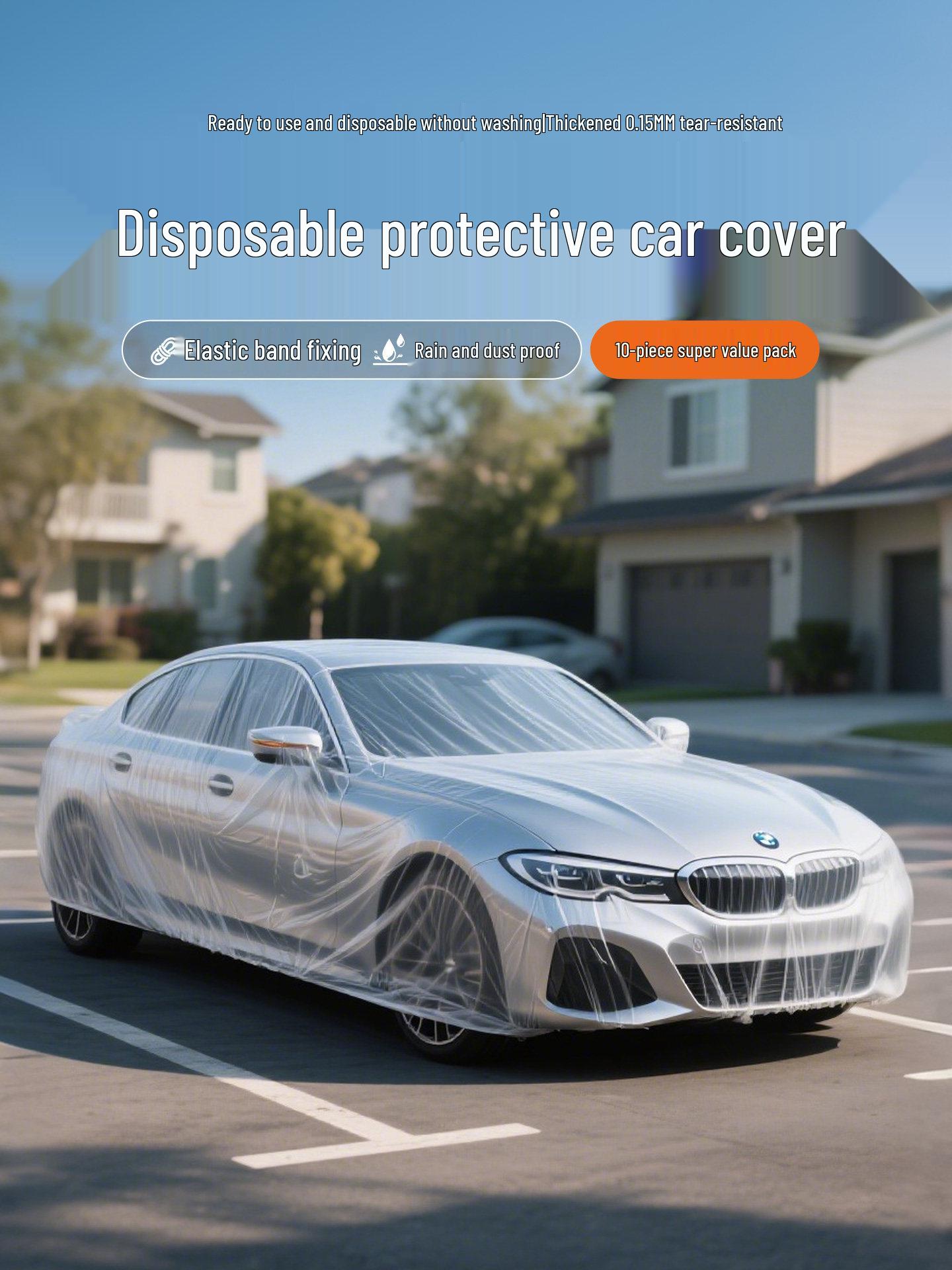 Disposable Transparent Rainproof Sunscreen Car Cover for SUVs Mini S 5.5m*3.5m (5-pack)