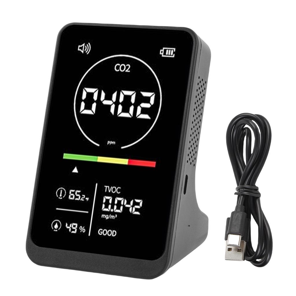 4 in 1 Air Quality Detector CO2 TVOC Temperature Humidity Tester with Sound Reminder for Home Greenhouse Car