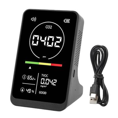 4 In 1 Air Quality Detector CO2 TVOC Temperature Humidity Tester with Sound Reminder for Home Greenhouse Car
