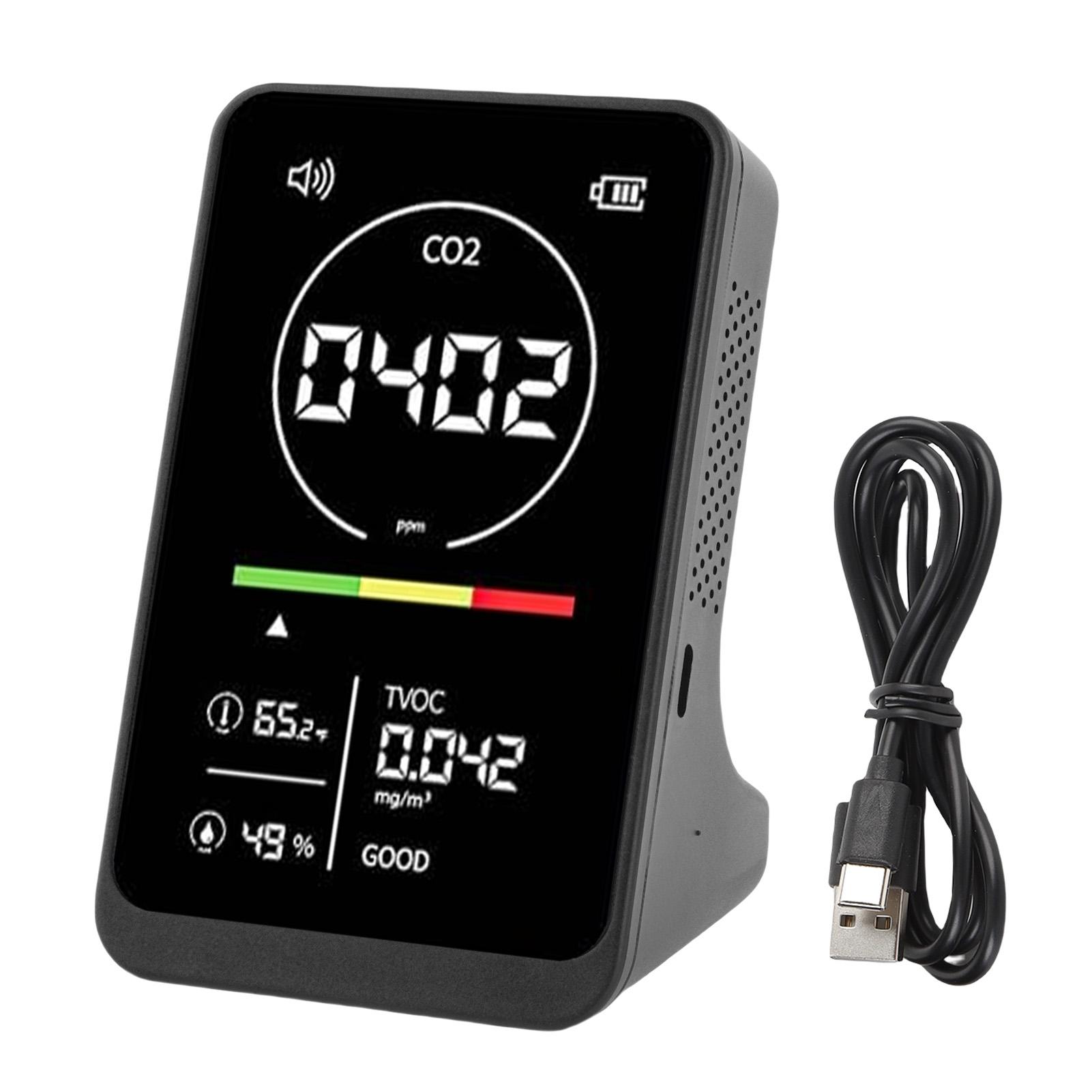 

Тестер качества воздуха 4 в 1 Детектор качества воздуха CO2 TVOC Тестер температуры и влажности со звуковым напоминанием для дома, теплицы, автомобиля