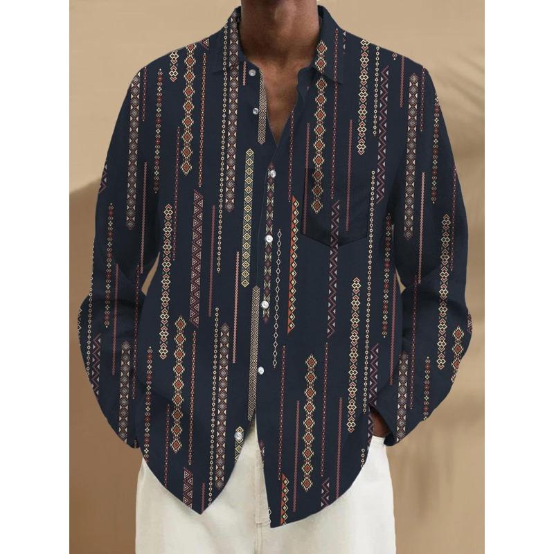 Men's Shirts, Button Down Shirts, Casual Shirts, Spring and Summer, Printed Long Sleeves, Daily, Fashionable, Comfortable