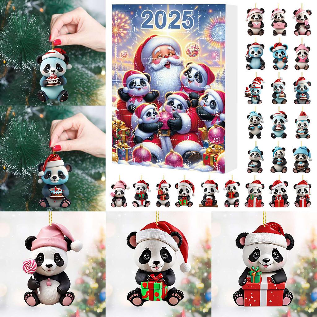 Christmas Panda Countdown Calendar With Acrylic Components For Holiday Decor Gift For Kids