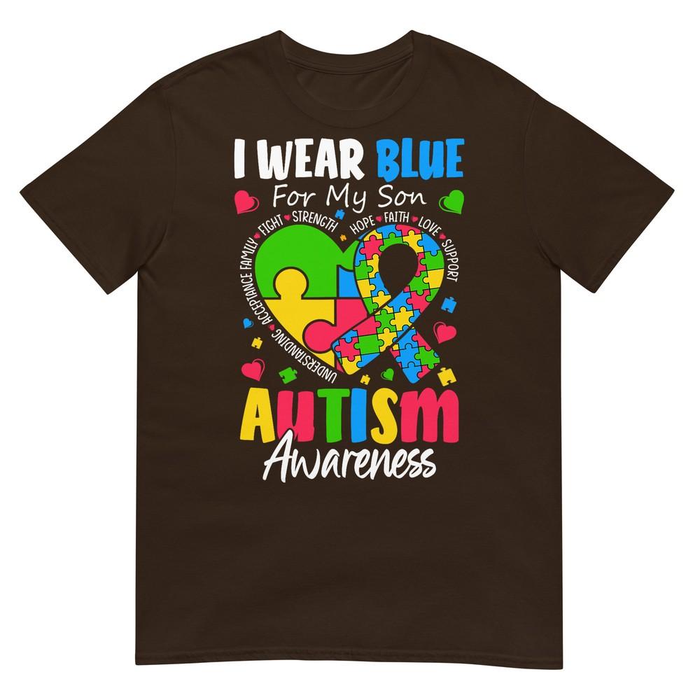 I Wear Blue For My Son Autism Awareness Unisex Unisex Kids Mom TShirt