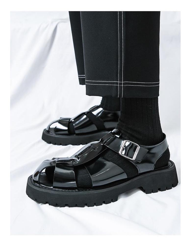 Men's Roman Sandals: Summer Leather Thick Sole Casual Shoes – Large Size