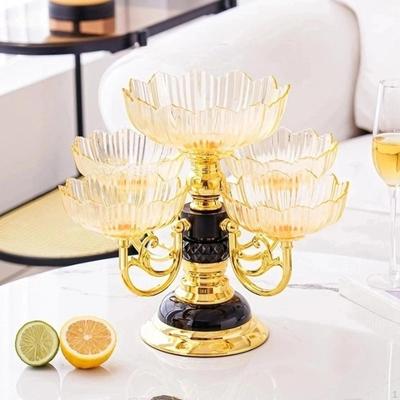 Divided Serving Dishes Flower Snack Dessert Plate, Tray Rotating Fruit Plate for
