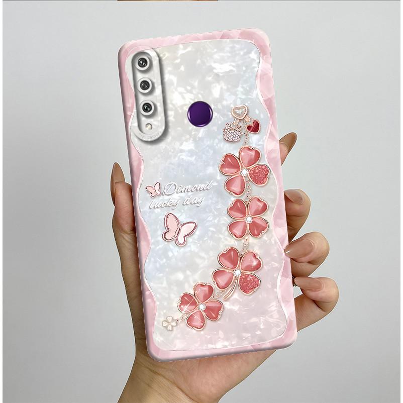 Für Huawei Y6p Hülle MED-LX9 Hübsche Schmetterlingsblumen Coque Weiche Flüssigsilikon Handyhülle Für Huawei Y7p Y 6p 2020 Rückseite
