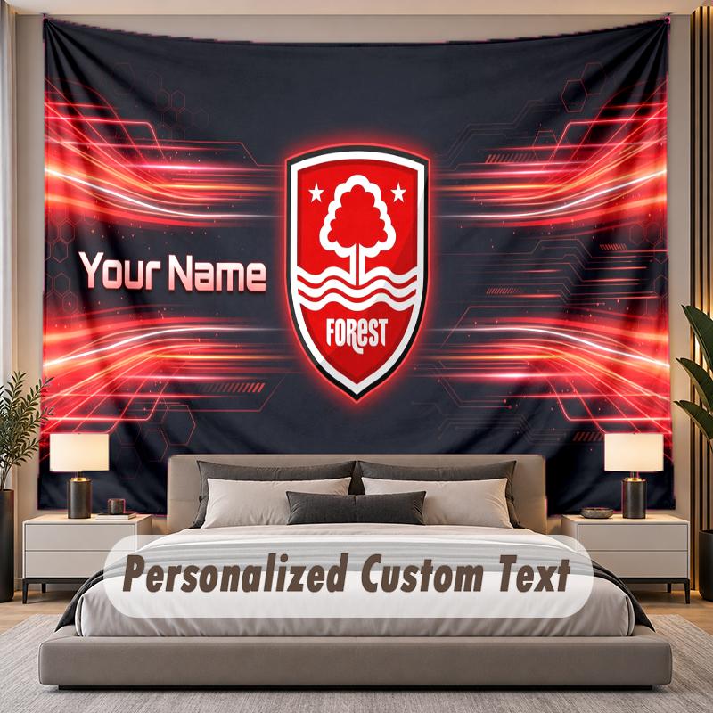 Custom Name Text Tapestry Nottingham Forest Personalized Polyester Wall Tapestry For Bedroom And Room
