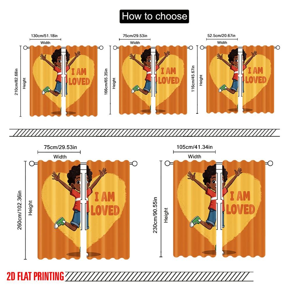 2 Stück 2D Flachdruck Fenstergardinen Happy Loved Heart Polyester Ohne Strom Feiertagsdekorationen Perfekt für Foto