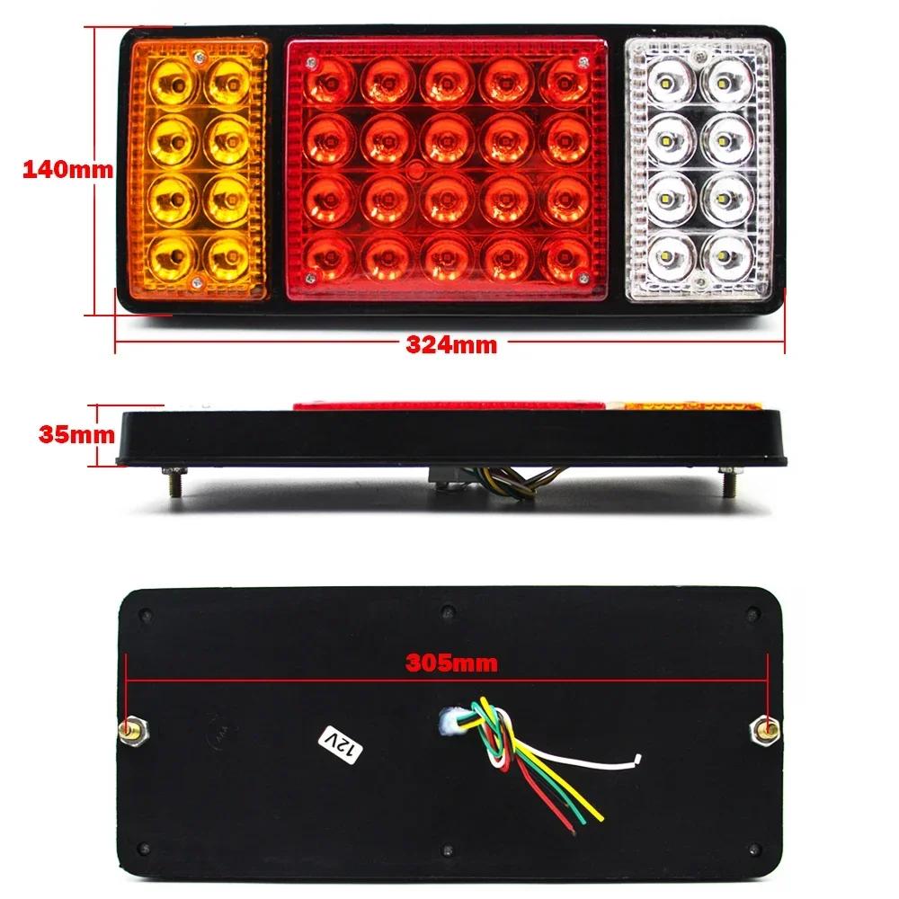 2pcs Waterproof 12V 36 LED Taillights Car 24v Truck RV Van Bus Rear Tail Trailer Lights Signal Indicator Brake Stop Reverse Lamp