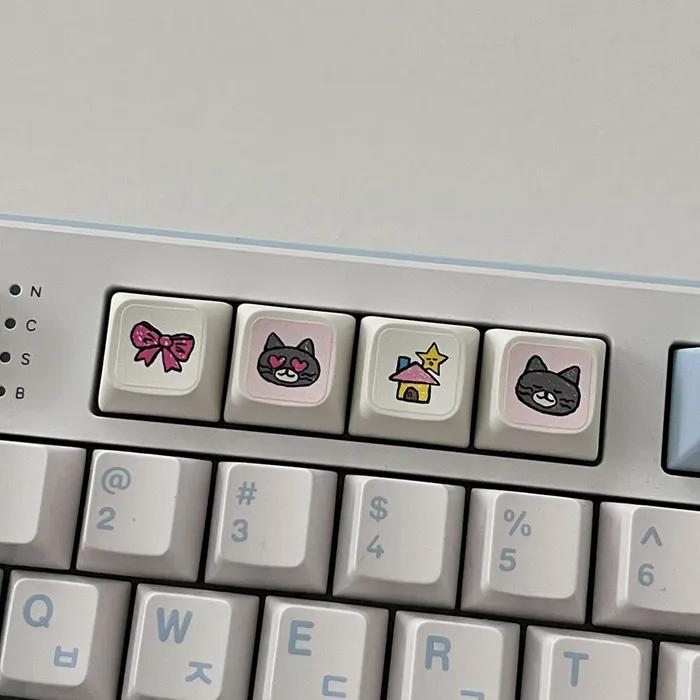 doodle hey cat pattern [LED keycap keyring]