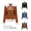 Womens Fleece-Lined PU Leather Jacket With Fur Collar Classic Turn-Down Long Sleeve Winter Commute Casual Wear