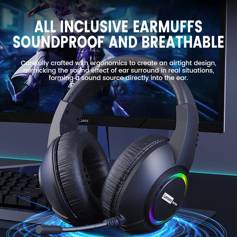 Lenovo E08 Esports Gaming Headset for PC Laptops 7.1 Surround Sound Wired Headphones Low Game Latency Earburds Gift