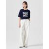 8SECONDS Wave Letter Jacquard Round Neck Short Sleeve Pullover Navy
