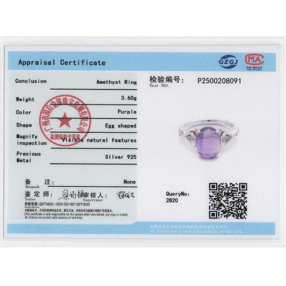 925 Sterling Silver jewelry set rings earrings necklace Natural Amethyst oval 8*10mm fine jewelry for women's banquet gifts