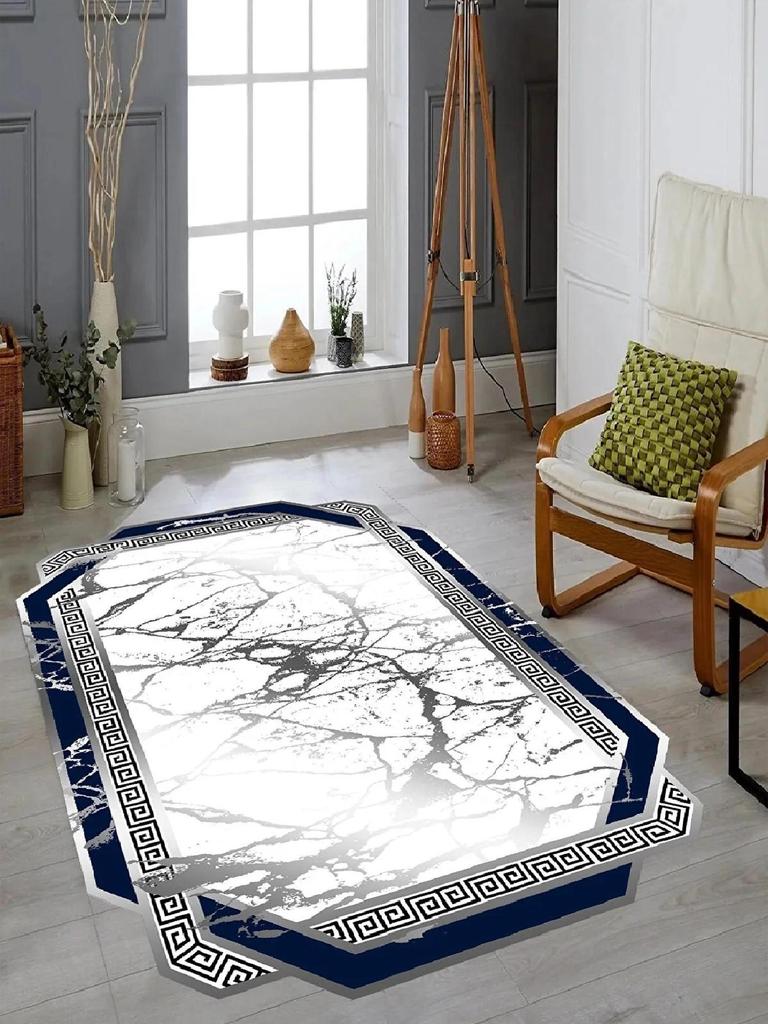 EPeddler Home Modern Gold Silver Marble Pattern Digital Printing Washable Non-Slip Leather Base New Generation Kitchen, Living Room and Bedroom Carpet