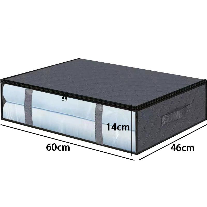 

Foldable Under Bed Storage Bags Non-woven Clothes Organizer Clear Window Reinforced Handles for Comforters Blankets Bedding серый