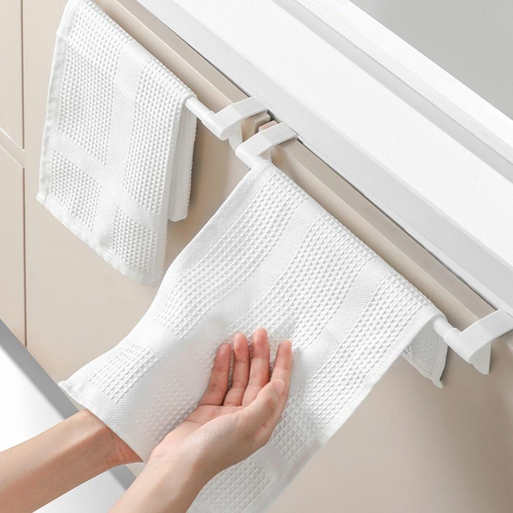 Snap-On Towel Bar Hanging Holder Plastic Cabinet Door Hanger Cabinet Towel Rag Rack  Bathroom