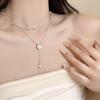 Super Fairy Elegant Pearl Camellia Double-layer Necklace Women's Light Luxury High-end Temperament Collarbone Chain Fashion Stacking Accessories