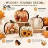Desktop Decorative Wood Signs Thanksgiving Fall Pumpkin Table Decoration, Rustic Block Wooden Sign, Autumn Vintage Centerpiece Farmhouse Tabletop for