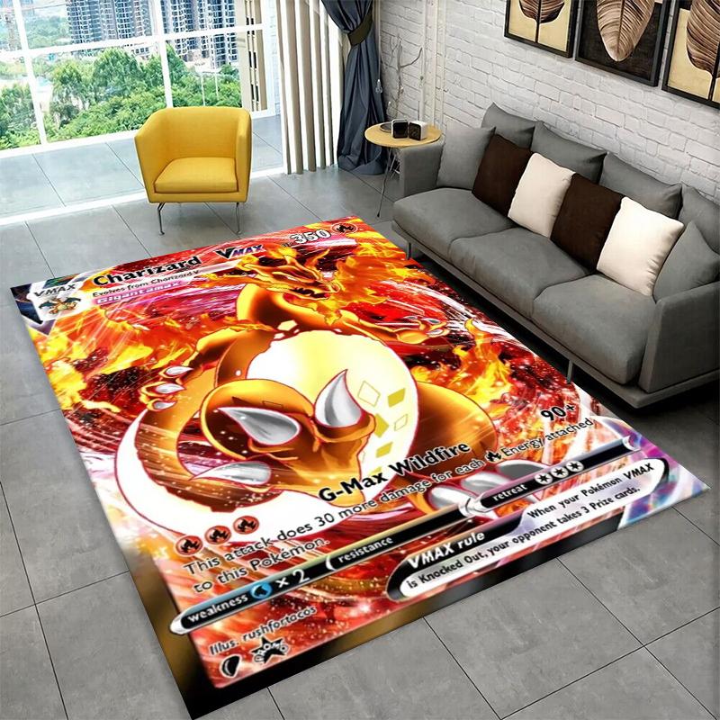Cartoon Charizard Pokemon Non-Slip Area Rug for Living Room,Bedroom,Playroom,Soft Carpet Floor Mat Home Decor Rug Kids Room 40x60cm