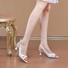 Temperament Fish Mouth Sandals Niche Style Summer New Open-toed High Heels Patent Leather White Hollow Shoes