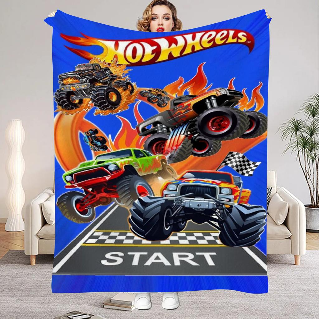 3D Monster Jam Monster Truck Cartoon Flannel Soft Throw Blanket Boys Bedroom Sofa Bed Warm Throw Blanket Picnic