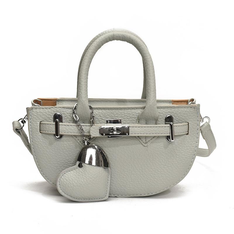 New Fashion Casual Personality Design Sense Portable Semicircular Bag Lychee Pattern Premium Texture Crossbody Bag Women