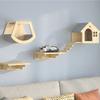 Wooden Cat House Elevated Bed for Cats Wall Mounted Kitten Villa Climbing Shelf for Pets Floating Shelves for Sleeping
