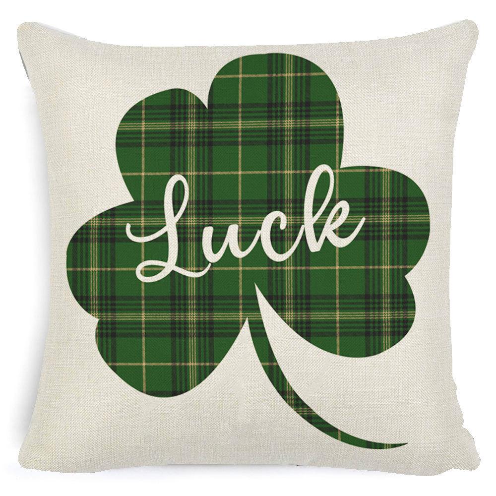 St. Patrick's Day European Holiday Four-leaf Clover Cushion Pillow Case Office Lumbar Support
