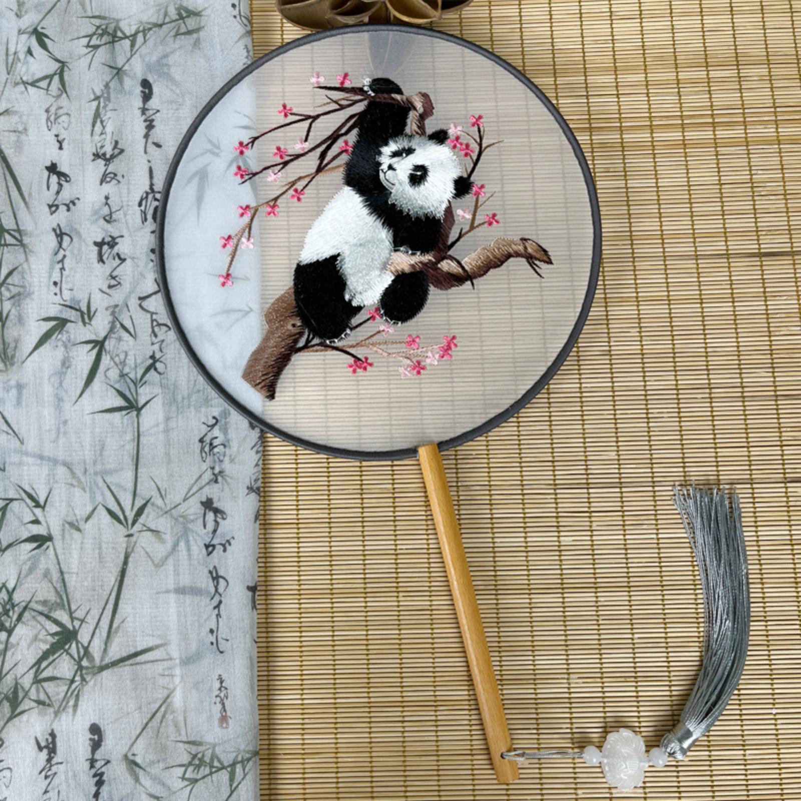 

Прозрачный круглый веер в древнем стиле с вышивкой, аксессуары для ханьфу в древнем стиле, вышитый веер One Size