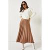 Women's Skirt Leather Look Elastic Waist Pleated Bell Skirt