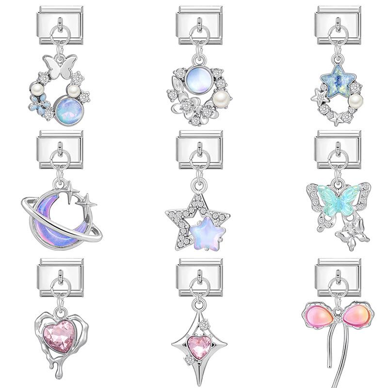 Bracelet de Charme Papillon Bleu-Violet Enchanteur