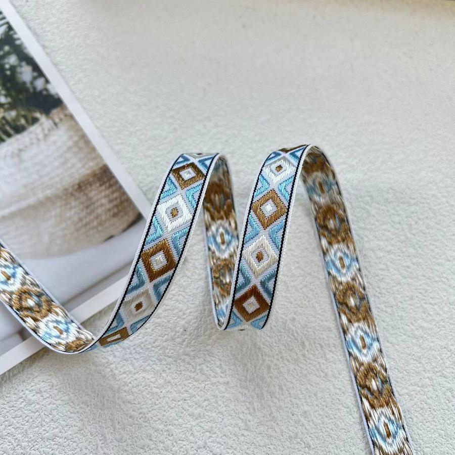 Ethnic Geometric Jacquard Webbing Accessory AH-2855, 1.4 CM Width.
