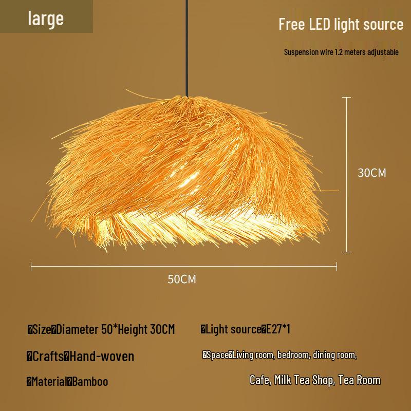 Bamboo Rattan Pendant Lamp: New Chinese & Japanese Style Zen Lighting for Tea Room & Dining, Antique Lantern Design.