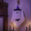 Indoor Outdoor Ghost Decor Halloween Hanging Decoration, Cute Flying White with Witch Hat Non-scary Decoration And Bat Pattern for Yard Patio