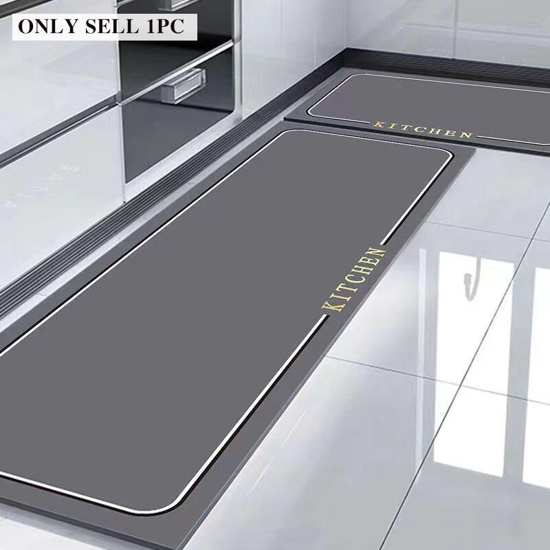 Kitchen Rug Waterproof PVC Leather Floor Mat Geometric Pattern Carpet Long Oil-proof Non-Slip Foot Mats Home Decoration Rugs