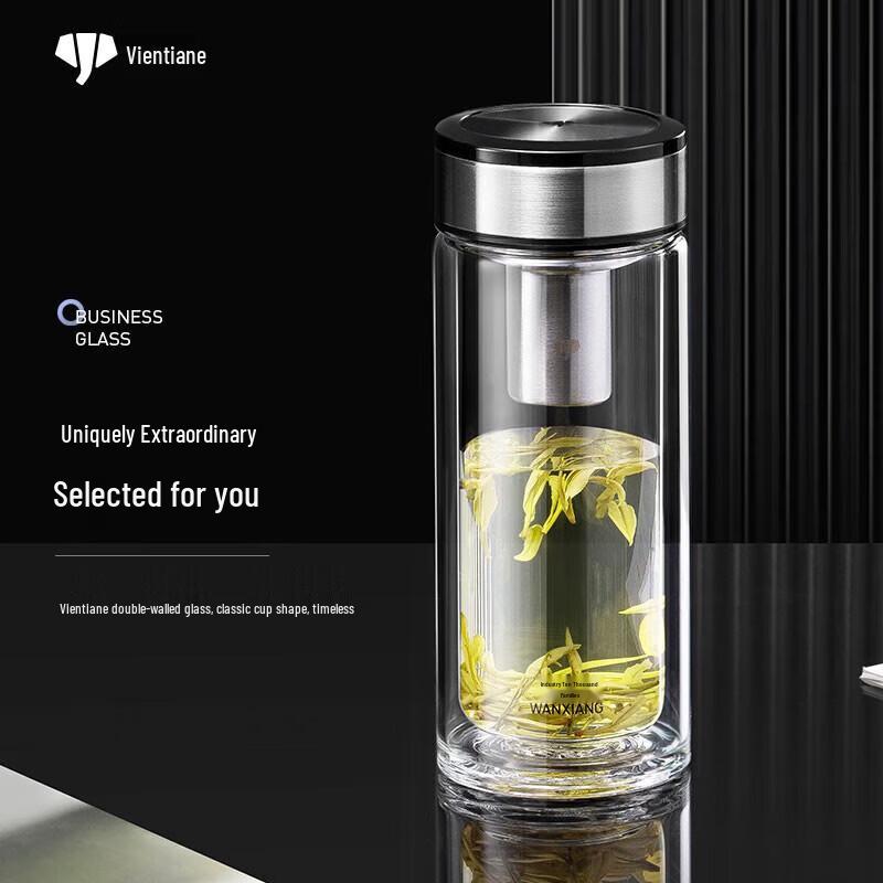 Wanxiang Double-Layer Glass Tea Infuser Mug