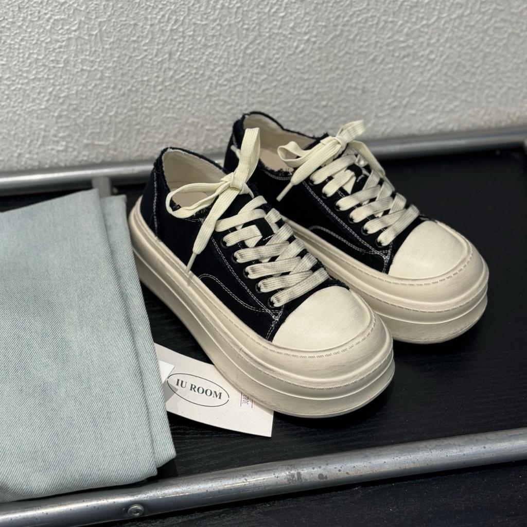 OPLK Platform Big Head Board Shoes Women's Polish Color Versatile Height Increase Casual Shoes Muffin Sports Shoes Canvas Shoes