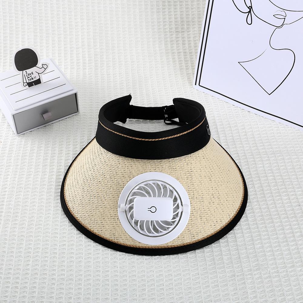 Summer Face Covering UV Sunscreen Empty Top Sun Women's Model with Fan Sun Hat Versatile Fashion Charging Hat Large Brim