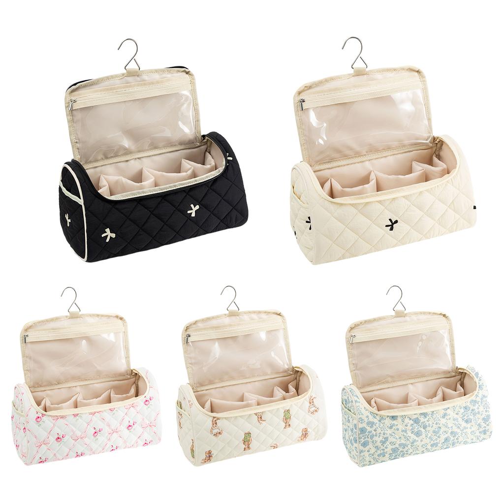 Floral Carrying Bag with Hanging Hook Dustproof Travel Organizer Cute Portable Storage Case for Hair Dryer and Attachments