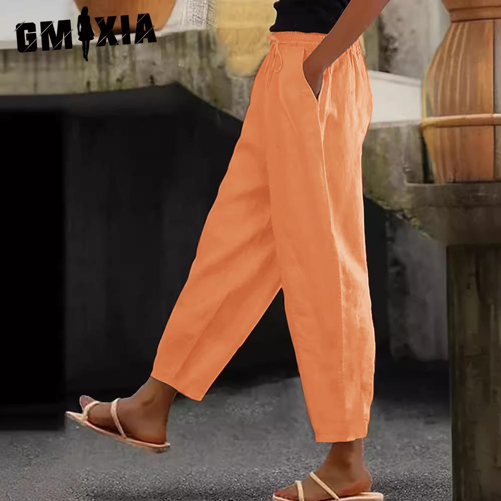 

GMXIA Женские модные повседневные брюки и капри с однотонным принтом XXXXXL оранжевый