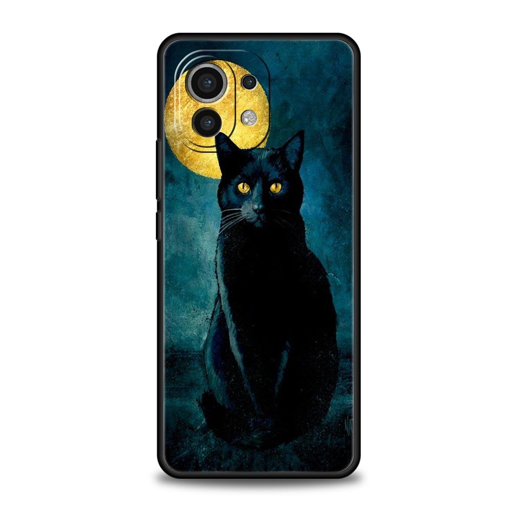 Phone Case For Xiaomi Mi 15 14 14T 13T 12T Pro 12 13 11 Lite 5G 11T X6 X5 Pro Soft TPU Cover Black Cat