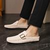 Luxury Designer Trend Men's Suede Leather Half Shoes For Men Mules Sandals Casual Shoes Slides Monk Strap Loafers Slippers