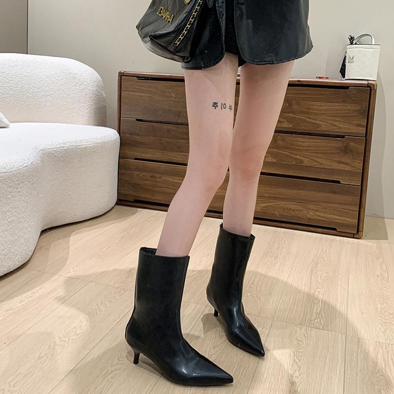 New Style Luxury Designer Women Ankle Boots Square Low Heels Dancing Party Prom Shoes Concise Slip On Short Boots