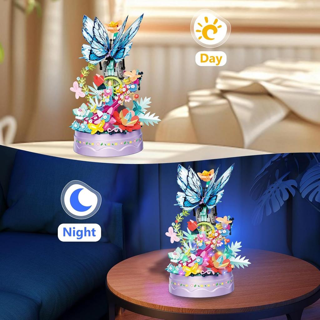 Flower Bouquet Building Kit for Adults, 630 PCS Butterfly Flowers Mini Bricks Building Blocks Bonsai Sets Botanical Collection Home Decor Birthday
