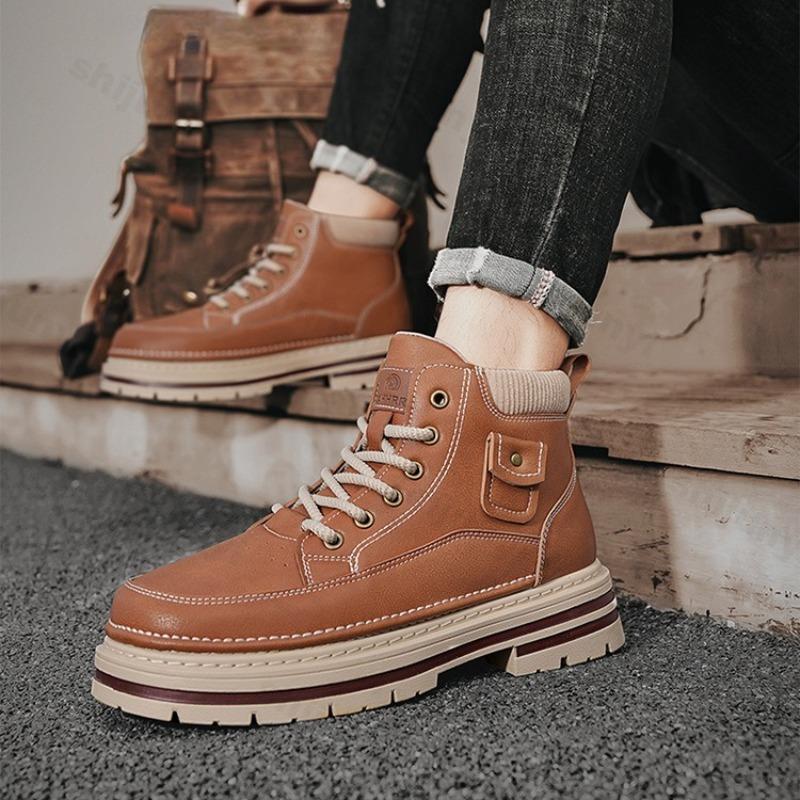 Fashion 2025 Autumn British Retro High Top Thick Soled Casual Short Boots for Men Fashion Trend Versatile Comfortable Chunky Ankle Boots